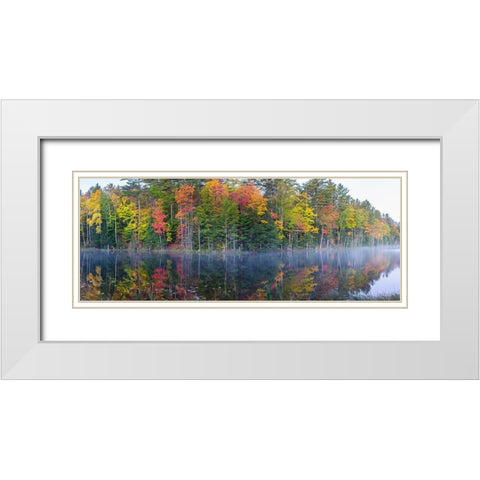 Council Lake in fall-Alger County-Michigan White Modern Wood Framed Art Print with Double Matting by Day, Richard and Susan