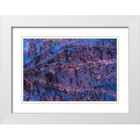 Minnesota-Lake Superior Trail on rock cliff  White Modern Wood Framed Art Print with Double Matting by Jaynes Gallery