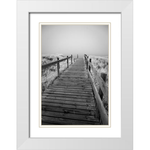 USA-Minnesota-Duluth-Park Point-Boardwalk over Dunes White Modern Wood Framed Art Print with Double Matting by Hawkins, Peter