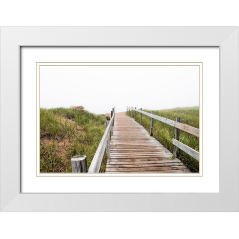 USA-Minnesota-Duluth-Park Point-Boardwalk over Dunes White Modern Wood Framed Art Print with Double Matting by Hawkins, Peter
