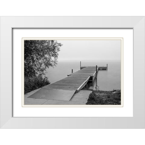 USA-Minnesota-Bemidji-Dock on Lake Bemidji White Modern Wood Framed Art Print with Double Matting by Hawkins, Peter