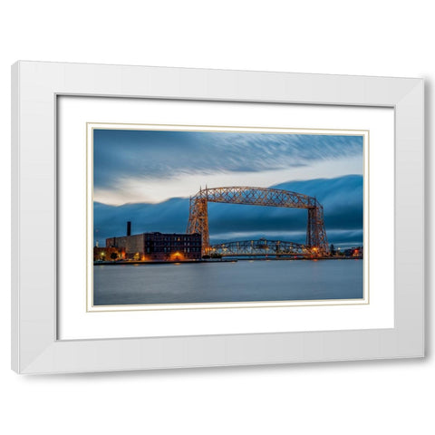 USA-Minnesota-Duluth-Park Point-Boardwalk over Dunes White Modern Wood Framed Art Print with Double Matting by Hawkins, Peter