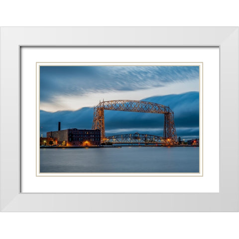 USA-Minnesota-Duluth-Park Point-Boardwalk over Dunes White Modern Wood Framed Art Print with Double Matting by Hawkins, Peter