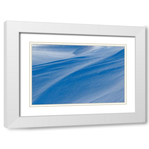 Snowdrift reflecting blue sky-Kalispell-Montana White Modern Wood Framed Art Print with Double Matting by Jones, Adam