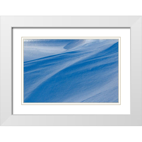 Snowdrift reflecting blue sky-Kalispell-Montana White Modern Wood Framed Art Print with Double Matting by Jones, Adam