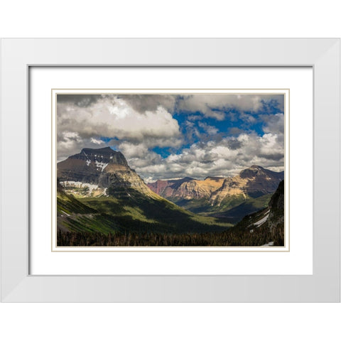 Summer view from Logan Pass-Glacier National Park-Montana White Modern Wood Framed Art Print with Double Matting by Jones, Adam