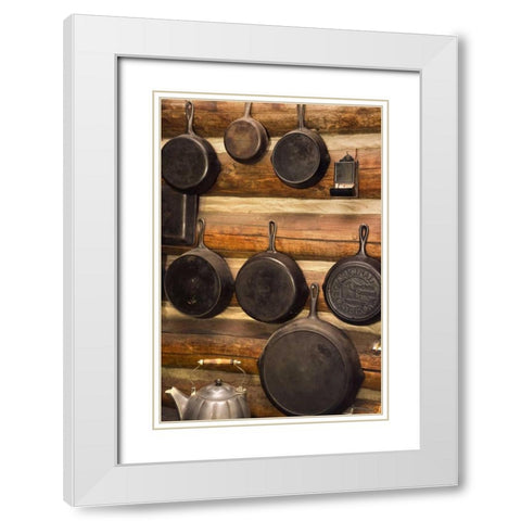 MT, Lewis and Clark NF Skillets in the kitchen White Modern Wood Framed Art Print with Double Matting by Paulson, Don