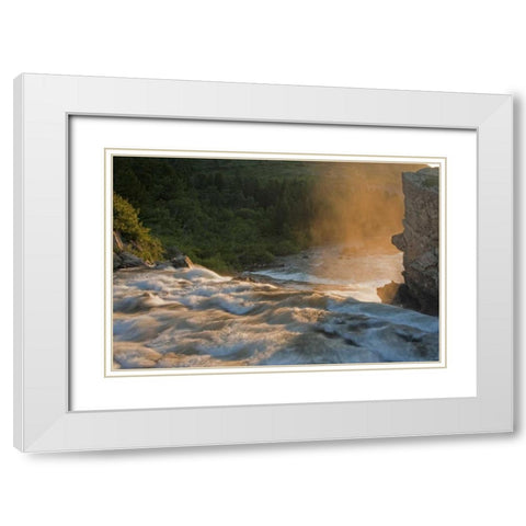 MT, Glacier NP Fog along Swiftcurrent Creek White Modern Wood Framed Art Print with Double Matting by Illg, Cathy and Gordon