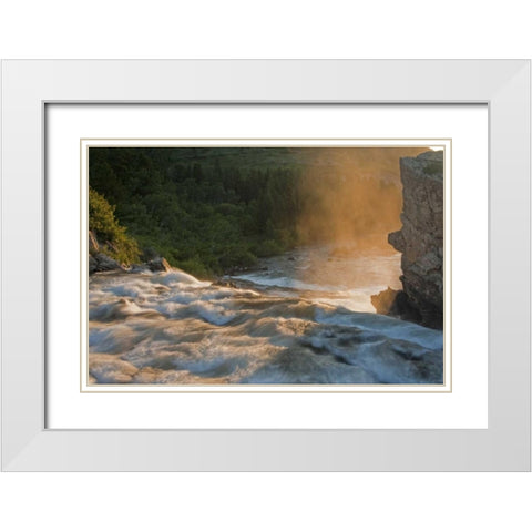 MT, Glacier NP Fog along Swiftcurrent Creek White Modern Wood Framed Art Print with Double Matting by Illg, Cathy and Gordon