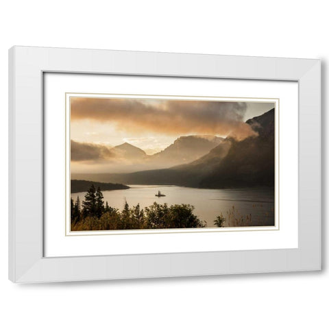 MT, Glacier NP Sunrise over St Mary Lake White Modern Wood Framed Art Print with Double Matting by Grall, Don