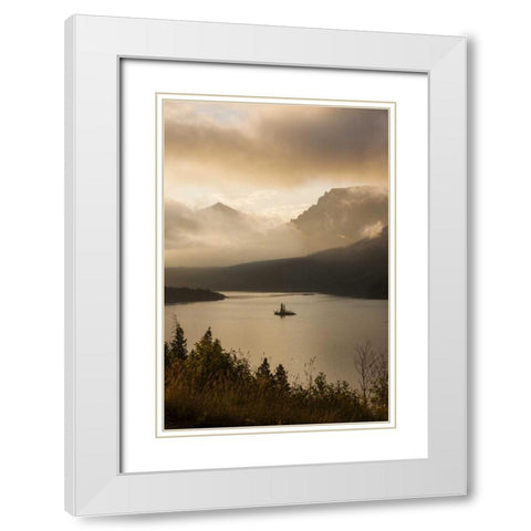 MT, Glacier NP Sunrise over St Mary Lake White Modern Wood Framed Art Print with Double Matting by Grall, Don