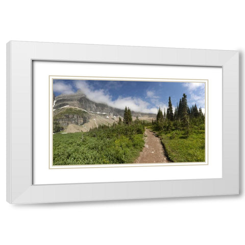 Montana, Glacier NP Hiking trail and landscape White Modern Wood Framed Art Print with Double Matting by Grall, Don