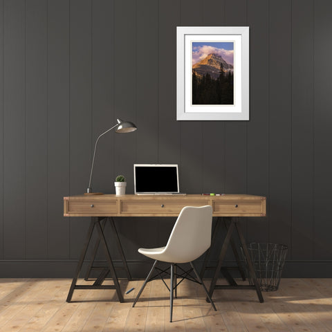 USA-Montana-Glacier National Park Reynolds Mountain at sunrise White Modern Wood Framed Art Print with Double Matting by Jaynes Gallery