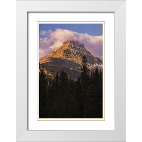 USA-Montana-Glacier National Park Reynolds Mountain at sunrise White Modern Wood Framed Art Print with Double Matting by Jaynes Gallery