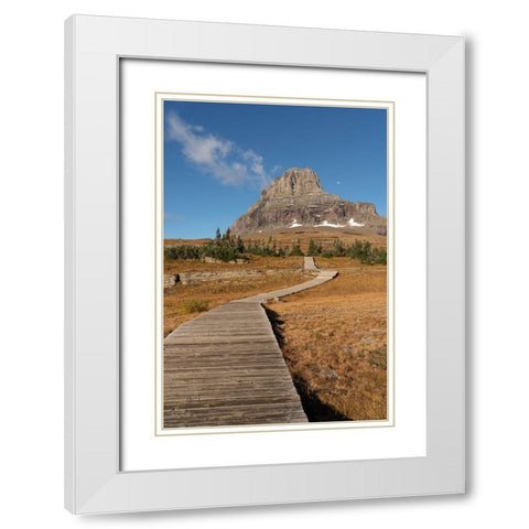 USA-Montana-Glacier National Park Boardwalk towards Clements Mountain White Modern Wood Framed Art Print with Double Matting by Jaynes Gallery