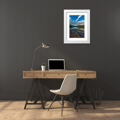 Late afternoon at Bowman Lake in Glacier National Park-Montana-USA White Modern Wood Framed Art Print with Double Matting by Haney, Chuck