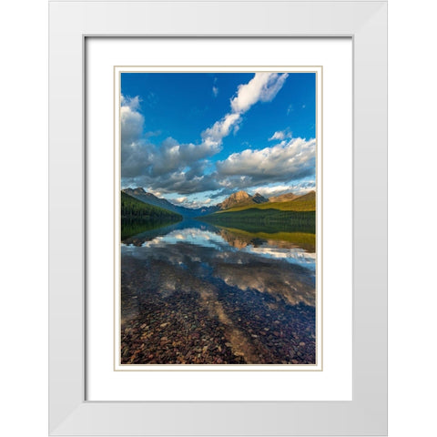 Late afternoon at Bowman Lake in Glacier National Park-Montana-USA White Modern Wood Framed Art Print with Double Matting by Haney, Chuck