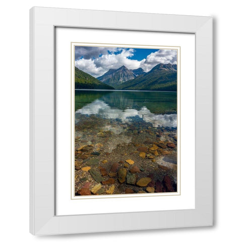 Quartz Lake with Vulture Peak in Glacier National Park-Montana-USA White Modern Wood Framed Art Print with Double Matting by Haney, Chuck