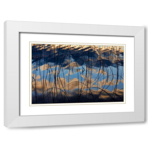 Autumn reflections in Spencer Lake near Whitefish-Montana-USA White Modern Wood Framed Art Print with Double Matting by Haney, Chuck