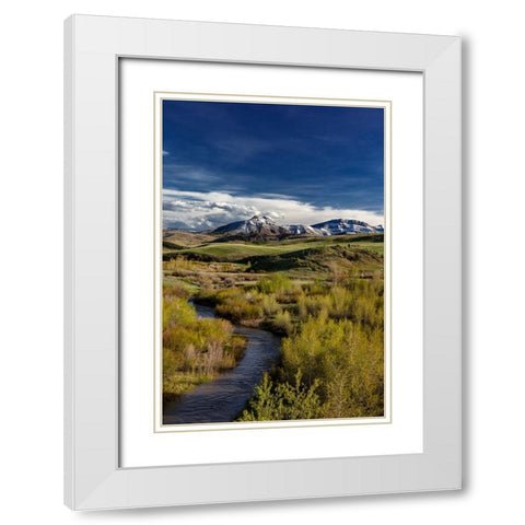 Elk Creek with fresh snow on Steamboat Mountain along the Rocky Mountain Front near Augusta-Montana White Modern Wood Framed Art Print with Double Matting by Haney, Chuck