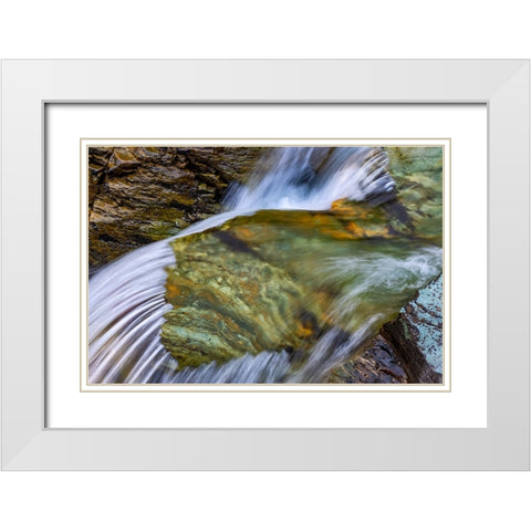 Cascades in Baring Creek in Glacier National Park-USA White Modern Wood Framed Art Print with Double Matting by Haney, Chuck