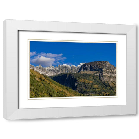 The Garden Wall and Haystack Butte with seasons first snow in Glacier National Park-Montana-USA White Modern Wood Framed Art Print with Double Matting by Haney, Chuck