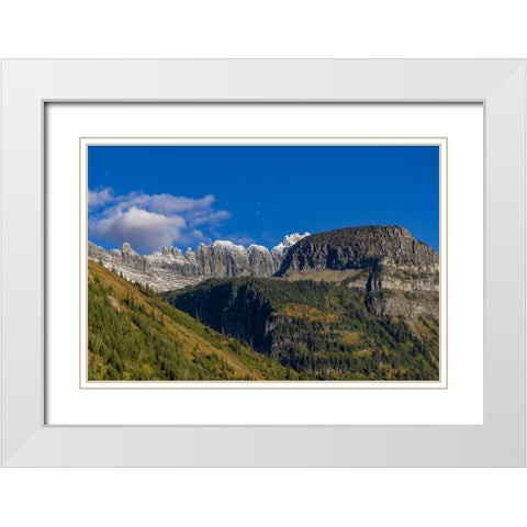 The Garden Wall and Haystack Butte with seasons first snow in Glacier National Park-Montana-USA White Modern Wood Framed Art Print with Double Matting by Haney, Chuck