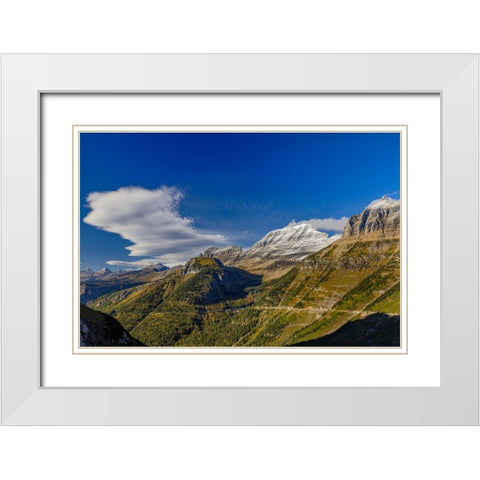 The Garden Wall with seasons first snow in Glacier National Park-Montana-USA White Modern Wood Framed Art Print with Double Matting by Haney, Chuck