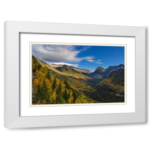 Looking down the McDonald Valley in autumn-Glacier National Park-Montana-USA White Modern Wood Framed Art Print with Double Matting by Haney, Chuck