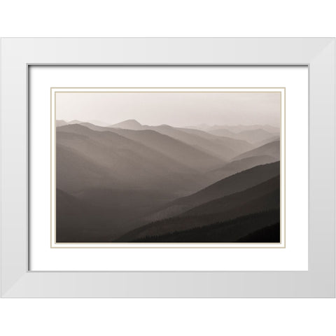 Wildfire smoke and clouds mixing-Upper Whitefish Valley Stillwater State Forest near Whitefish White Modern Wood Framed Art Print with Double Matting by Haney, Chuck