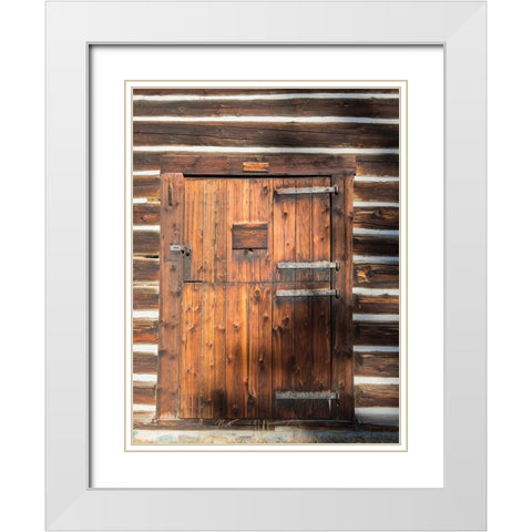 Montana- Glacier National Park. Lubec Barn (1926)- Door close-up White Modern Wood Framed Art Print with Double Matting by Wild, Jamie and Judy