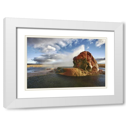 Nevada, Gerlach Fly Geyser at sunrise White Modern Wood Framed Art Print with Double Matting by Anon, Josh