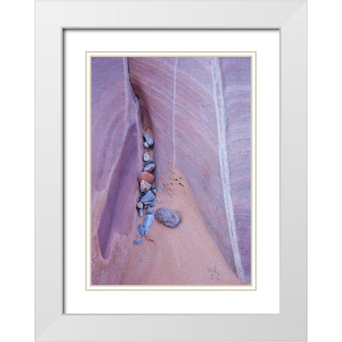 Nevada, Valley of Fire SP Eroded rock White Modern Wood Framed Art Print with Double Matting by Delisle, Gilles