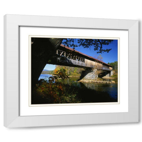 NH, Campton Blair Bridge over Pemigewasset River White Modern Wood Framed Art Print with Double Matting by Terrill, Steve