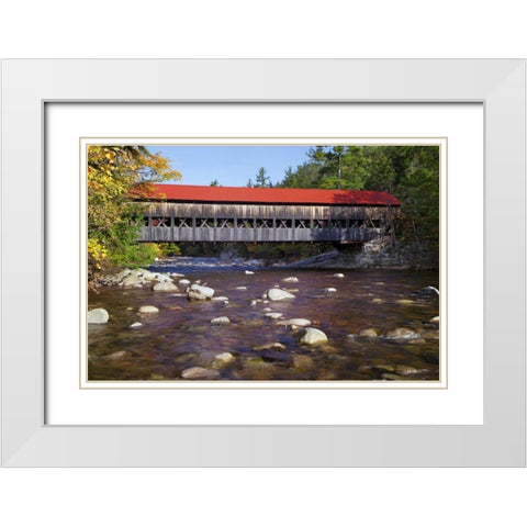 NH, White Mts Albany Covered Bridge White Modern Wood Framed Art Print with Double Matting by Flaherty, Dennis