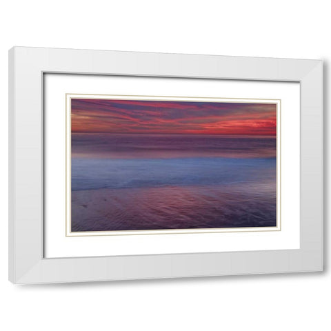 New Jersey, Cape May Sunrise on ocean shore White Modern Wood Framed Art Print with Double Matting by OBrien, Jay