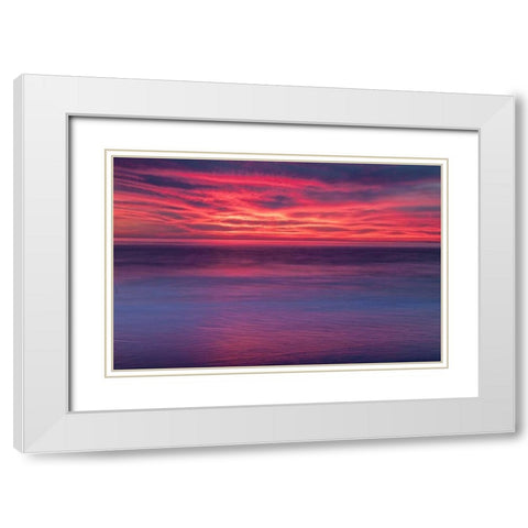 New Jersey, Cape May Sunrise on ocean shore White Modern Wood Framed Art Print with Double Matting by OBrien, Jay