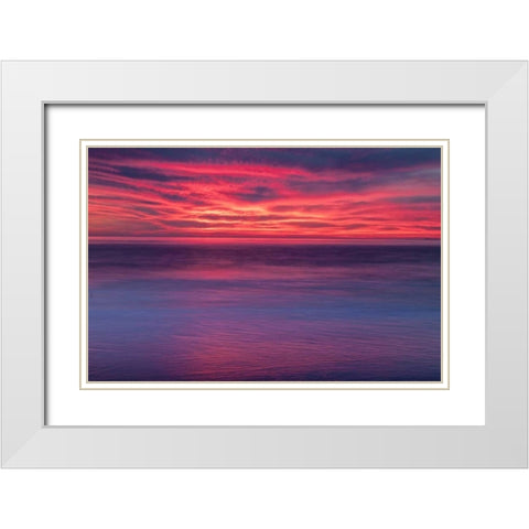 New Jersey, Cape May Sunrise on ocean shore White Modern Wood Framed Art Print with Double Matting by OBrien, Jay