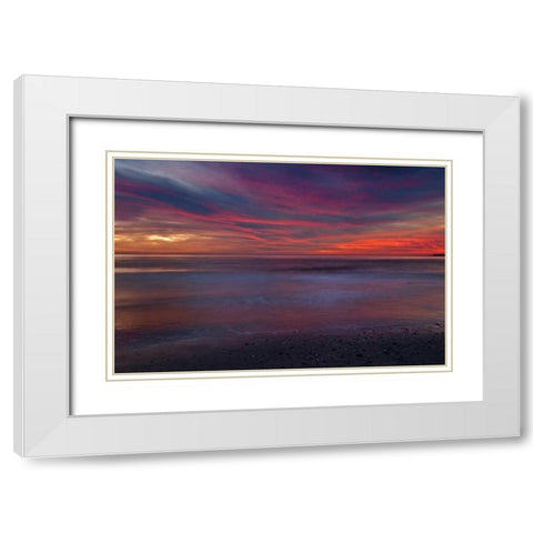 New Jersey, Cape May Sunrise on ocean shore White Modern Wood Framed Art Print with Double Matting by OBrien, Jay