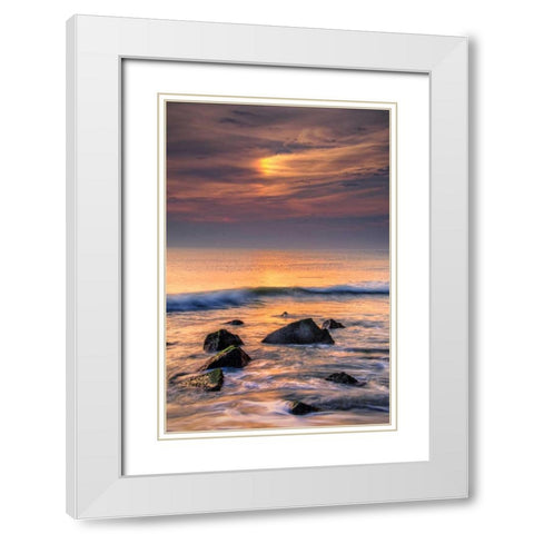 New Jersey, Cape May Scenic on Cape May Beach White Modern Wood Framed Art Print with Double Matting by OBrien, Jay