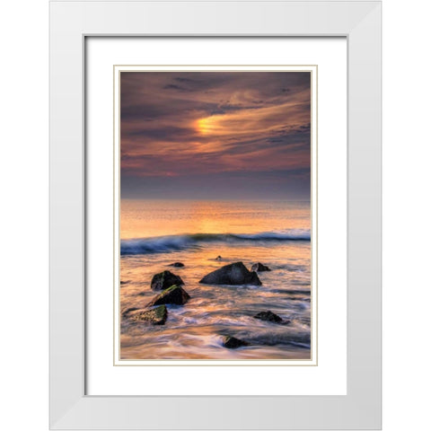 New Jersey, Cape May Scenic on Cape May Beach White Modern Wood Framed Art Print with Double Matting by OBrien, Jay