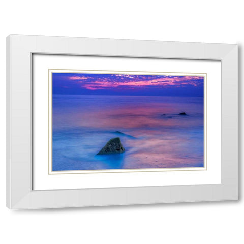 New Jersey, Cape May Scenic on Cape May Beach White Modern Wood Framed Art Print with Double Matting by OBrien, Jay