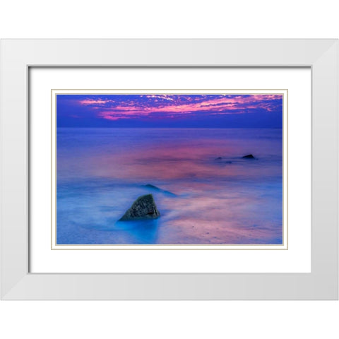 New Jersey, Cape May Scenic on Cape May Beach White Modern Wood Framed Art Print with Double Matting by OBrien, Jay