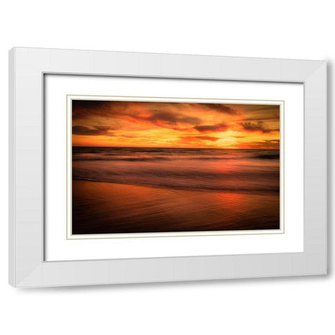 USA-New Jersey-Cape May National Seashore-Sunset on ocean shore White Modern Wood Framed Art Print with Double Matting by Jaynes Gallery