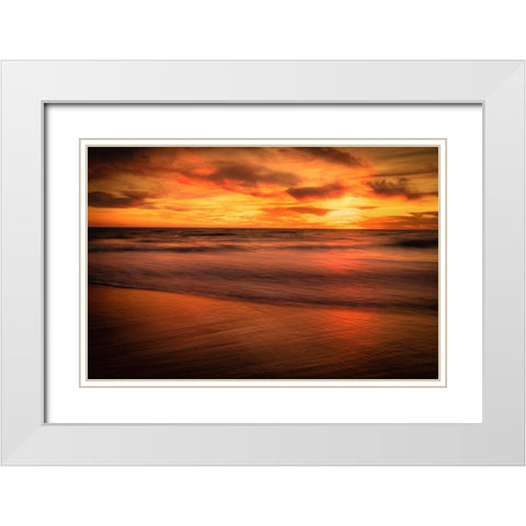 USA-New Jersey-Cape May National Seashore-Sunset on ocean shore White Modern Wood Framed Art Print with Double Matting by Jaynes Gallery