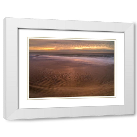 USA-New Jersey-Cape May National Seashore-Sunrise on shore White Modern Wood Framed Art Print with Double Matting by Jaynes Gallery