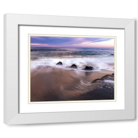 USA-New Jersey-Cape May National Seashore-Sunrise on shore White Modern Wood Framed Art Print with Double Matting by Jaynes Gallery