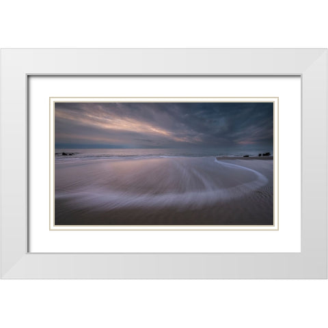 USA-New Jersey-Cape May National Seashore Sunset on ocean and beach scenic White Modern Wood Framed Art Print with Double Matting by Jaynes Gallery