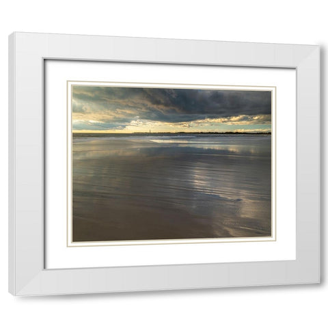 USA-New Jersey-Cape May National Seashore Sunset on ocean and beach scenic White Modern Wood Framed Art Print with Double Matting by Jaynes Gallery