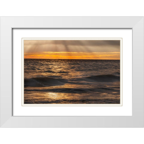 USA-New Jersey-Cape May National Seashore Sunset on ocean shore White Modern Wood Framed Art Print with Double Matting by Jaynes Gallery